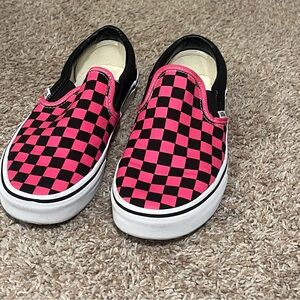 Women’s Vans Pink & Black Checkerboard Slip-On Shoes